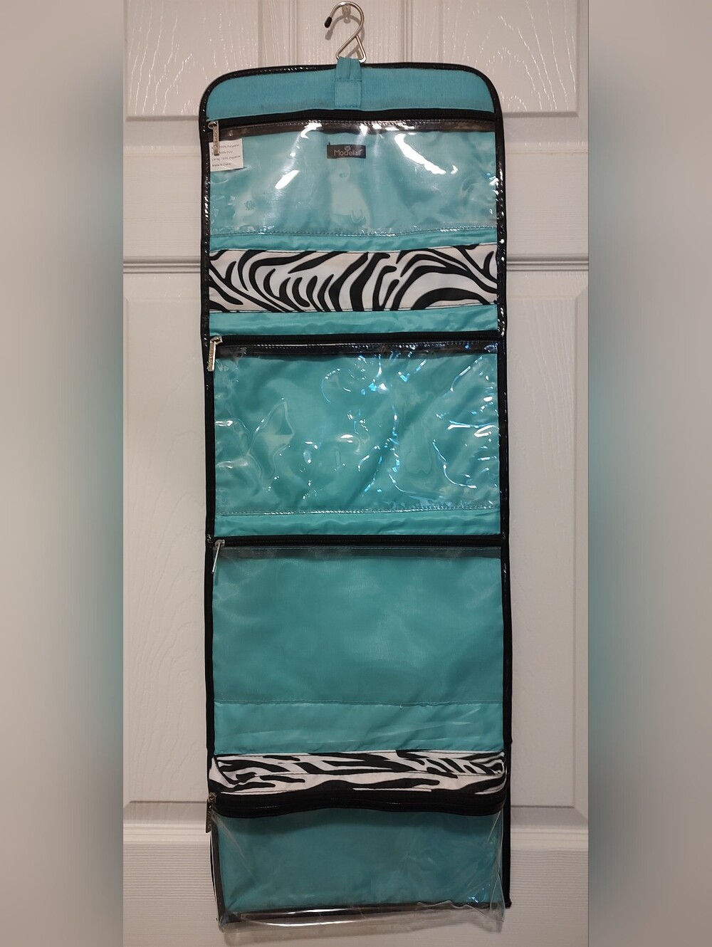 Modella Black and White Zebra Print Cosmetic Bag